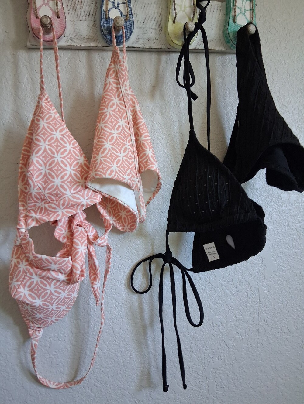 New 2 Bikini Sets - Patterned Pink & Black - Plus Wrap And More